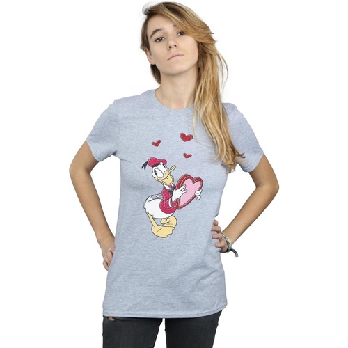 Vêtements Femme T-shirts manches longues Disney Donald Duck Love Heart Gris