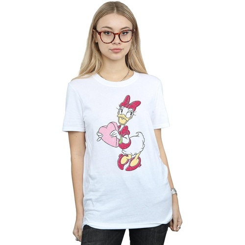 Vêtements Femme T-shirts manches longues Disney Daisy Duck Love Heart Blanc