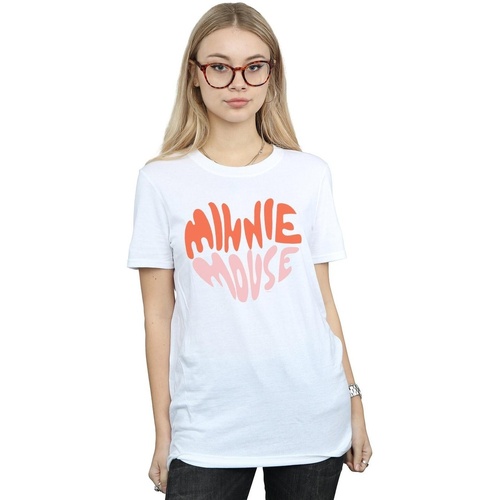 Vêtements Femme T-shirts manches longues Disney Minnie Mouse Heart Shaped Blanc