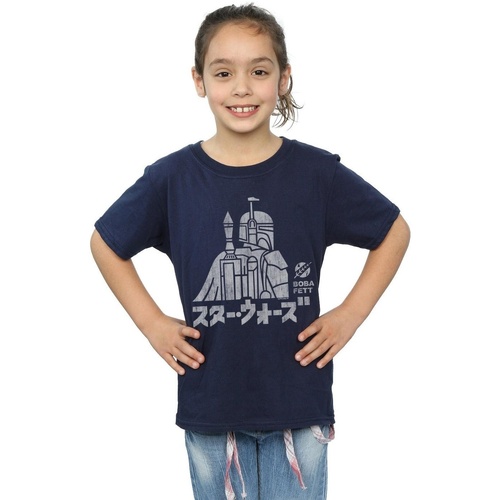 Vêtements Fille T-shirts manches longues Disney Kanji Boba Fett Bleu