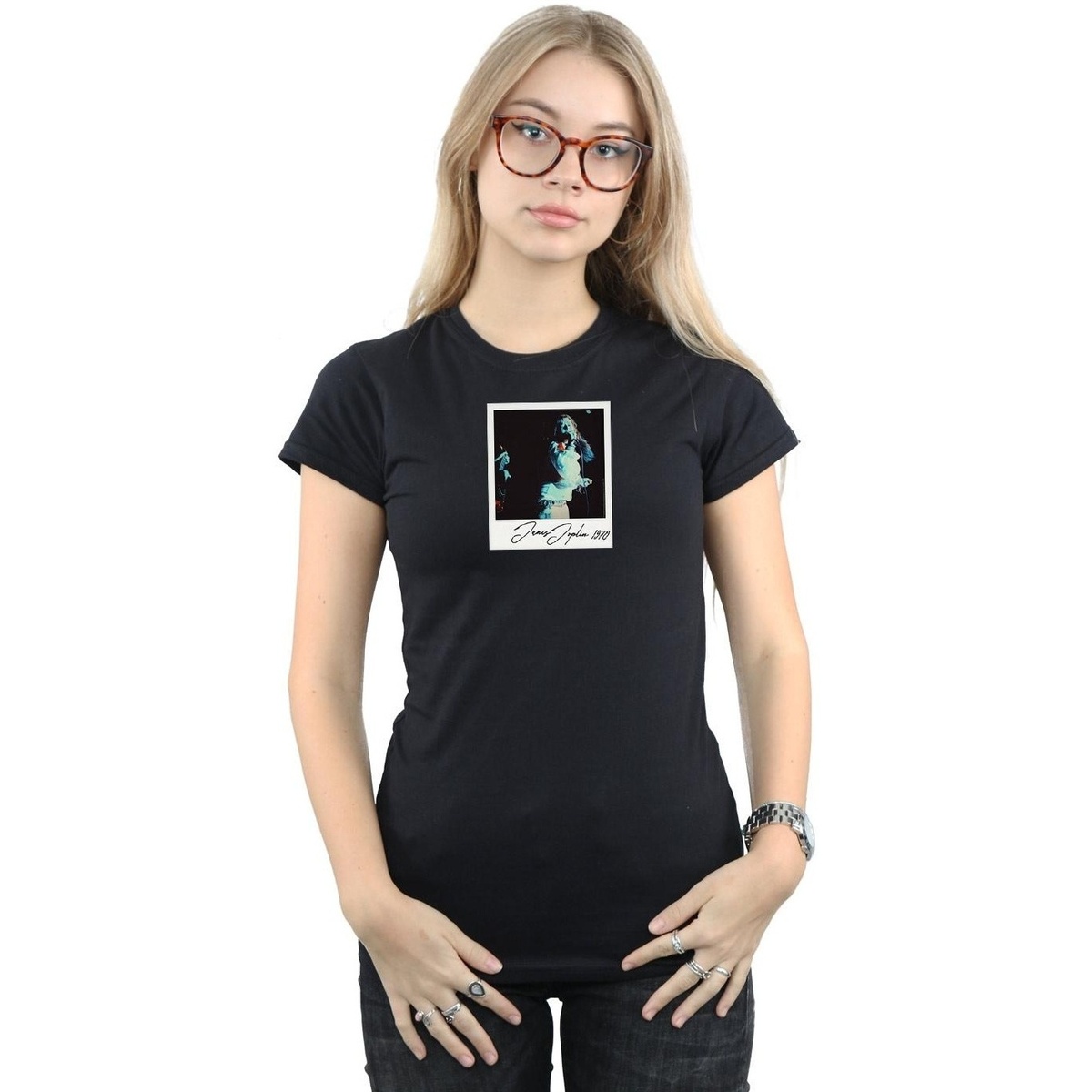 Vêtements Femme T-shirts manches longues Janis Joplin Memories 1970 Noir