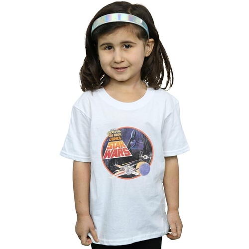 Vêtements Fille T-shirts manches longues Disney From A Galaxy Far Far Away Blanc
