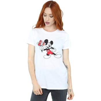 Vêtements Femme T-shirts manches longues Disney Mickey Mouse Flowers Blanc