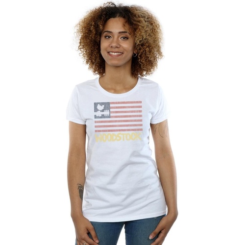 Vêtements Femme T-shirts manches longues Woodstock Distressed Flag Blanc