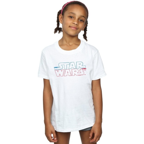 Vêtements Fille T-shirts manches longues Disney Lightsaber Logo Blanc