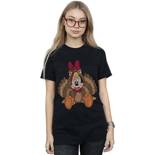 Vêtements Femme T-shirts manches longues Disney Minnie Mouse Thanksgiving Turkey Costume Noir