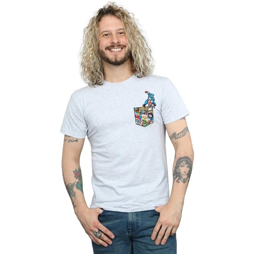 Vêtements Homme T-shirts manches longues Marvel Captain America Faux Pocket Gris