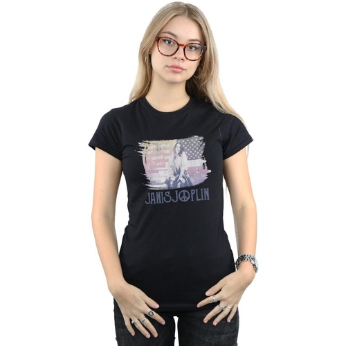 Vêtements Femme T-shirts manches longues Janis Joplin Stove Flag Noir
