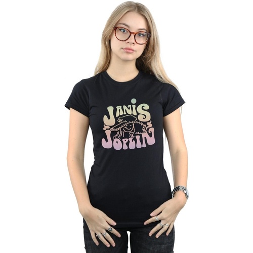 Vêtements Femme T-shirts manches longues Janis Joplin Pastel Logo Noir