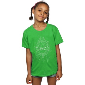 Vêtements Fille T-shirts manches longues Disney Millennium Falcon Christmas Tree Delivery Vert