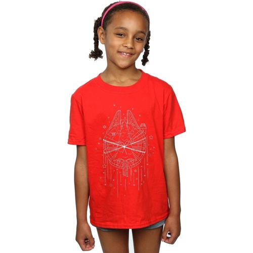 Vêtements Fille T-shirts manches longues Disney Millennium Falcon Christmas Tree Delivery Rouge