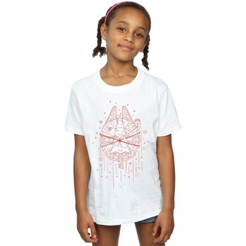 Vêtements Fille T-shirts manches longues Disney Millennium Falcon Christmas Tree Delivery Blanc