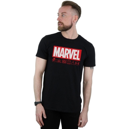 Vêtements Homme T-shirts manches longues Marvel Logo Wash Care Noir