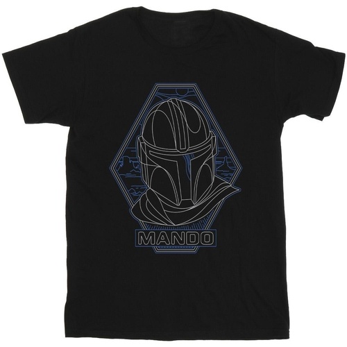 Vêtements Garçon T-shirts manches courtes Disney The Mandalorian Outline Helm Diamond Noir