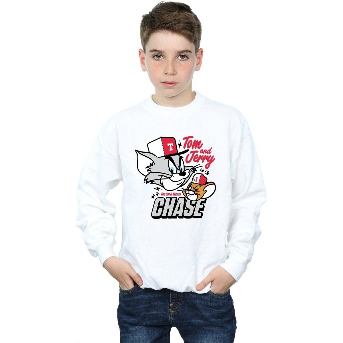 Vêtements Garçon Sweats Dessins Animés Cat & Mouse Chase Blanc