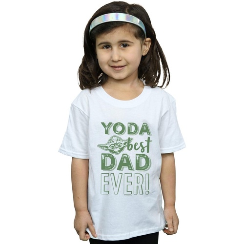 Vêtements Fille T-shirts manches longues Disney Yoda Best Dad Blanc