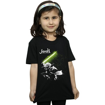 Vêtements Fille T-shirts manches longues Disney Yoda Jedi Master Noir