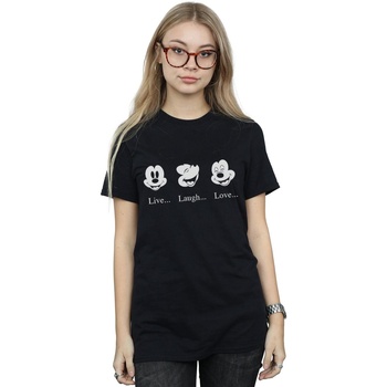 Vêtements Femme T-shirts manches longues Disney Mickey Mouse Live Love Laugh Noir