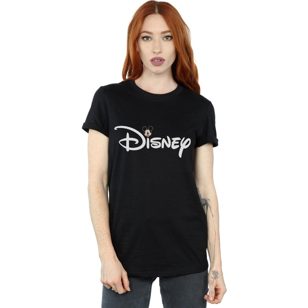 Vêtements Femme T-shirts manches longues Disney Mickey Mouse Logo Head Noir