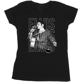 Vêtements Femme T-shirts manches longues Elvis Triple Logo Portrait Noir
