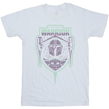 Vêtements Garçon T-shirts manches courtes Disney The Mandalorian Fierce Warrior Patch Blanc