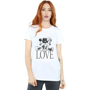 Vêtements Femme T-shirts manches longues Disney Mickey And Minnie Mouse Love Blanc
