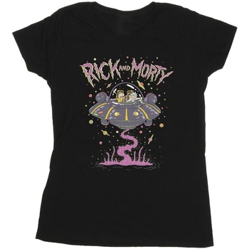 Vêtements Femme T-shirts manches longues Rick And Morty Pink Spaceship Noir