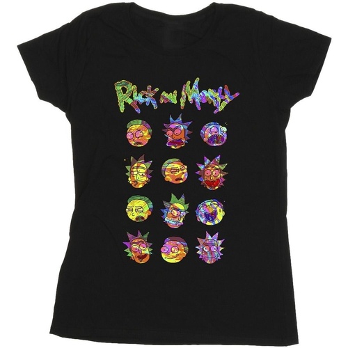 Vêtements Femme T-shirts manches longues Rick And Morty Tie Dye Faces Noir