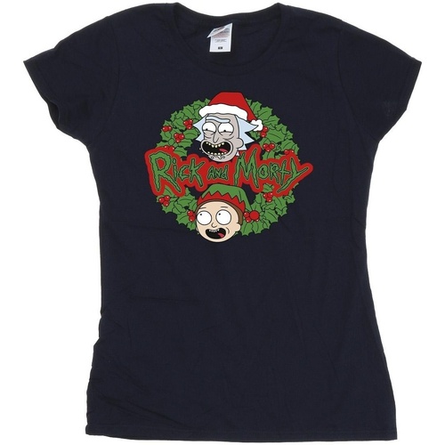Vêtements Femme Ermanno Scervino tiger embroidered logo T-shirt Rick And Morty Christmas Wreath Bleu