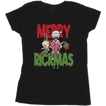 Vêtements Femme T-shirts manches longues Rick And Morty Merry Rickmas Noir