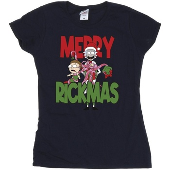 Vêtements Femme T-shirts manches longues Rick And Morty Merry Rickmas Bleu