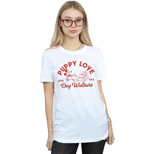 Vêtements Femme T-shirts manches longues Disney Mickey Mouse Puppy Love Blanc