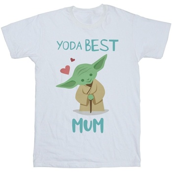 Vêtements Fille T-shirts manches longues Disney Yoda Best Mum Blanc