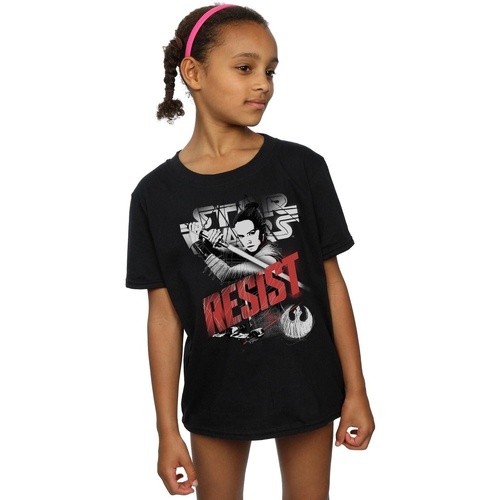 Vêtements Fille T-shirts manches longues Disney The Last Jedi Rey Resist Noir