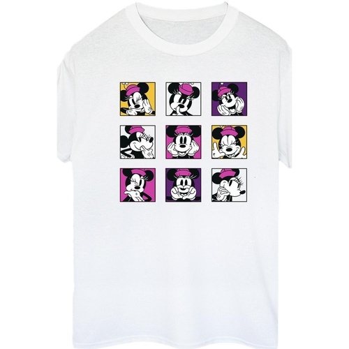 Vêtements Femme T-shirts manches longues Disney Minnie Mouse Squares Blanc