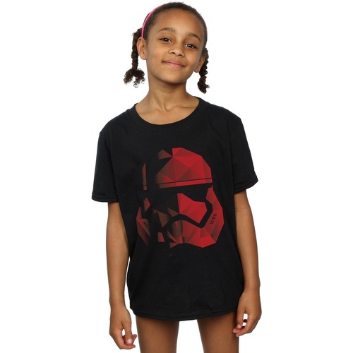Vêtements Fille T-shirts manches longues Disney The Last Jedi Stormtrooper Red Cubist Helmet Noir