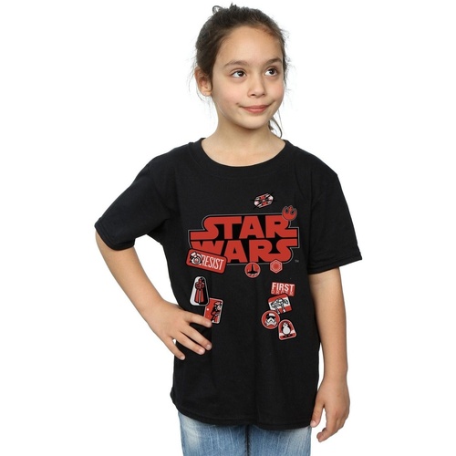 Vêtements Fille T-shirts manches longues Disney The Last Jedi Badges Noir