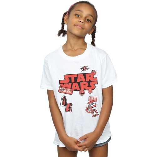 Vêtements Fille T-shirts manches longues Disney The Last Jedi Badges Blanc