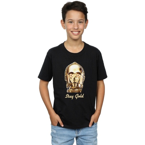Vêtements Garçon T-shirts manches courtes Disney The Rise Of Skywalker C-3PO Stay Gold Noir