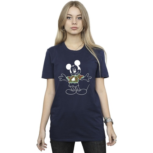 Vêtements Femme T-shirts manches longues Disney Mickey Mouse Xmas Jumper Bleu