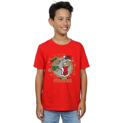 Vêtements Garçon T-shirts manches courtes Dessins Animés Christmas Surprise Rouge
