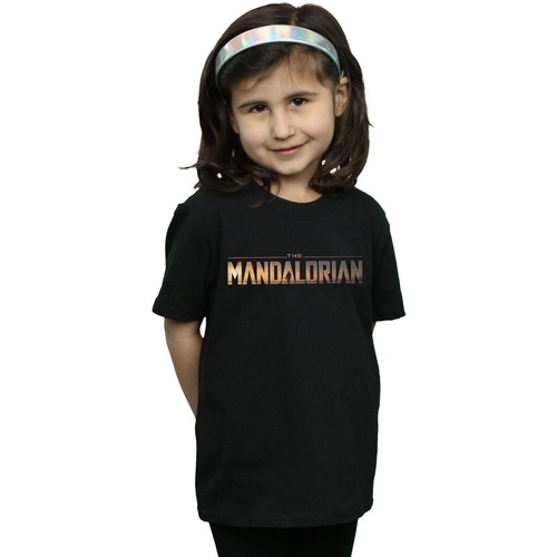 Vêtements Fille T-shirts manches longues Disney The Mandalorian Series Logo Noir