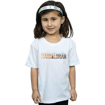 Vêtements Fille T-shirts manches longues Disney The Mandalorian Series Logo Blanc