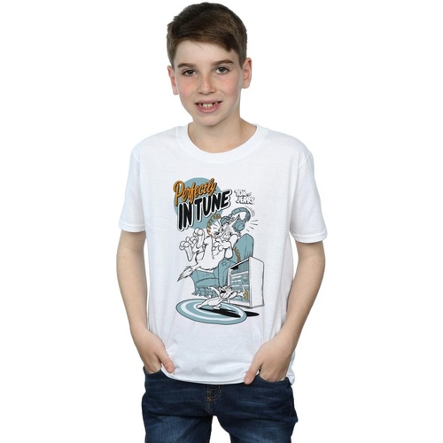Vêtements Garçon T-shirts manches courtes Dessins Animés Perfectly In Tune Blanc