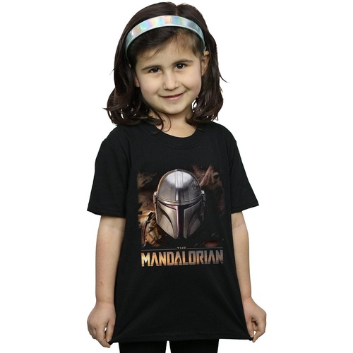 Vêtements Fille T-shirts manches longues Disney The Mandalorian Helmet Noir