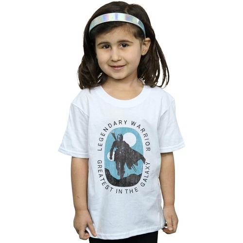 Vêtements Fille T-shirts manches longues Disney The Mandalorian Legendary Warrior Greatest In The Galaxy Blanc