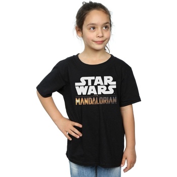 Vêtements Fille T-shirts manches longues Disney The Mandalorian Logo Noir