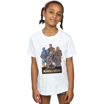 Vêtements Fille T-shirts manches longues Disney The Mandalorian Character Collage Blanc