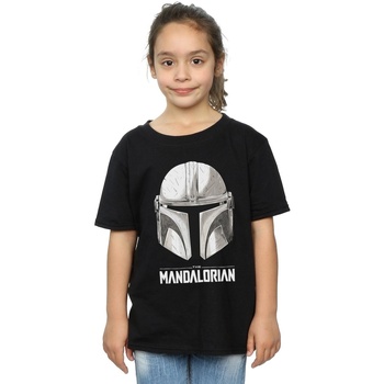 Vêtements Fille T-shirts manches longues Disney The Mandalorian Helmet Logo Noir