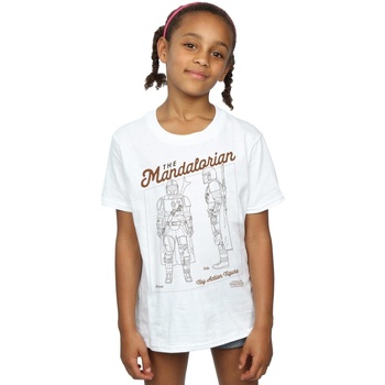 Vêtements Fille T-shirts manches longues Disney The Mandalorian Action Figure Blanc